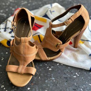 Tahari / Geometric Tan Leather Strappy Sandals